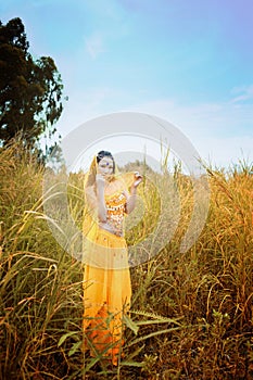 Asian woman dressed imitate Persian dancers